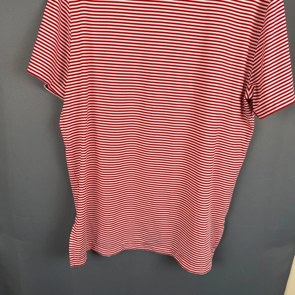 Polo Ralph Lauren Mens Performance Polo Shirt Large Red White Striped Golf Top